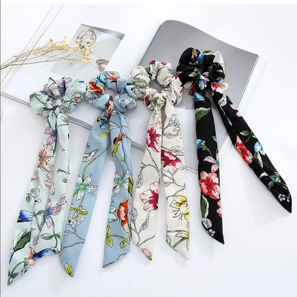 Pawsitively Posh Accessories - {RIVER} floral elastic ribbon hair tie scrunchie